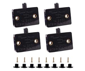 Graootoly Lot de 4 interrupteurs de porte d'armoire, interrupteur, tiroir, ouverts sur porte, applicables à 12 V, 24 V, 110 V, noir