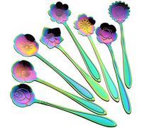 Graootoly Lot de 8 cuillères à café réutilisables en acier inoxydable 410 - Pour mélanger - Longueur : 12 cm - Arc-en-