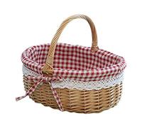 Graootoly Panier en osier avec poignée - Panier de pique-nique ovale vide en osier tressé - panier de mariage