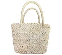 Graootoly sac tissé fait à la main en coquille de maïs sac à main panier en rotin de paille sac parent-enfant sac à main en rotin de paille, beige