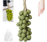 Grape Cluster Soap on a Rope - Savon au raisin - Fait à la main - Pour le visage, la douche corporelle et les mains - Barre de savon décorative (20, vert)