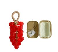 Grape soap on a rope - Cold Process Aromatic Decorative Bar Soap, Natural Cluster Shaped Soap for Hand Face Bath, Christmas Birthday Gift Men Women (Rose red)