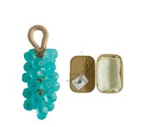 Grape soap on a rope - Cold Process Aromatic Decorative Bar Soap, Natural Cluster Shaped Soap for Hand Face Bath, Christmas Birthday Gift Men Women (Tea tree)
