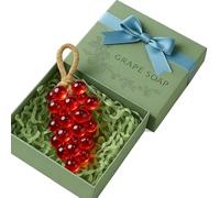 Grape Soap On A Rope, Crystal Grape Soap for Hand Face, Handmade Natural Cold Process Soaps with A Light Fruity Aroma (Red+Gift Box)