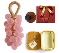 Grape Soap on a Rope, Grape Shaped Soap with Hook, Handmade Crystal Grapes Gentle Cleansing Soaps, Fresh Air, Decorative for Washing Hands&Bath, for Men&Women (Peach Pink (Peach flavor))