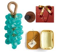 Grape Soap on a Rope, Grape Shaped Soap with Hook, Handmade Crystal Grapes Gentle Cleansing Soaps, Fresh Air, Decorative for Washing Hands&Bath, for Men&Women (Royal Blue (Tee tree))