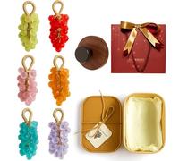 Grape Soap on a Rope, Grape Shaped Soap with Hook, Handmade Crystal Grapes Gentle Cleansing Soaps, Fresh Air, Decorative for Washing Hands&Bath, for Men&Women (Set-D)