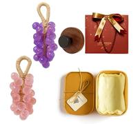 Grape Soap on a Rope, Grape Shaped Soap with Hook, Handmade Crystal Grapes Gentle Cleansing Soaps, Fresh Air, Decorative for Washing Hands&Bath, for Men&Women (Set-B)