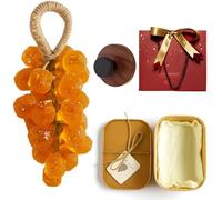 Grape Soap on a Rope, Grape Shaped Soap with Hook, Handmade Crystal Grapes Gentle Cleansing Soaps, Fresh Air, Decorative for Washing Hands&Bath, for Men&Women (Orange(Calendula))