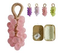 Grape Soap on a Rope,Handcrafted Grape Soap,Hand Washing and Bath,Handmade with Fresh Vine Essence - Perfect for Skin Hydration (Pink)