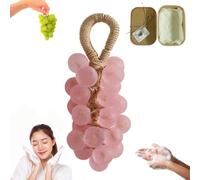 Grape Soap on a Rope, Handmade Crystal Grape Soap, Decorative for Washing Hands and Bath Cold Process Method, Gift Choice for Decoration Soaps Men Women (Pink)
