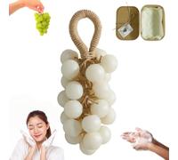 Grape Soap on a Rope, Handmade Crystal Grape Soap, Decorative for Washing Hands and Bath Cold Process Method, Gift Choice for Decoration Soaps Men Women (White)