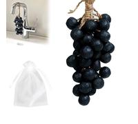 Grape Soap on a Rope - Handmade Grape Cluster Soap, Green GrapesSoap for Face Washing Hands, Long-Lasting Fragrance and Fresh Air (Black, 40 in a string)