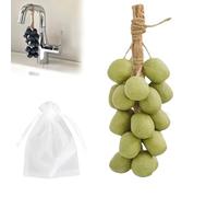 Grape Soap on a Rope - Handmade Grape Cluster Soap, Green GrapesSoap for Face Washing Hands, Long-Lasting Fragrance and Fresh Air (Green, 20 in a string)