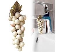 Grape Soap on a Rope, Handmade Grapes-Shaped Soaps, Natural Cold Process Artisan Soaps for Face, Decorative Soap Bars, Exquisite Home Decor and Gift Choice (White)