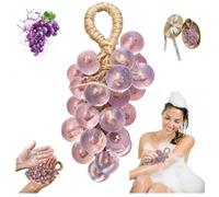 Grape Soap on a Rope Handmade Natural Grape Shaped Soap for Hand Wash Bathe Cold Process Decorative Ideas DIY Exquisite Home Decor and Gift Choice for Washing Hands and Fresh Air Men Women (A)