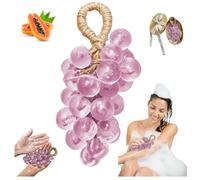 Grape Soap on a Rope Handmade Natural Grape Shaped Soap for Hand Wash Bathe Cold Process Decorative Ideas DIY Exquisite Home Decor and Gift Choice for Washing Hands and Fresh Air Men Women (E)