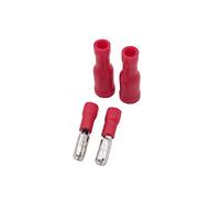 Grapelet Lot de 100 cosses de câble - Fiche ronde rouge x 50 - Cosses rondes rouges x 50 - Connecteurs à sertir isolés - Pour voiture, électronique et loisirs