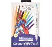 Graph¿It Brush Marker Set De 12 Marqueurs À Alcool Double Pointe Pour Dessin De Manga Et Illustration, Pointe Extra-Fine Et Pinceau - Set Comics[Z2880]