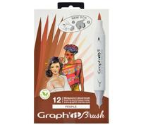 GRAPH’IT Brush Marker Set de 12 marqueurs à alcool double pointe pour dessin de manga et illustration, pointe extra-fine et pinceau - Set People