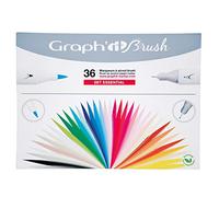 GRAPH’IT Marqueurs Couleurs - Set de 36 Marqueurs à Alcool Double Pointe - Illustration, Manga, Dessin - Pointe Extra-Fine et Pinceau - Couleurs Éclatantes et Rechargeables - Brush Marker