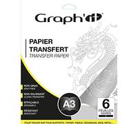 GRAPH’IT Papier Transfert Noir A3 - Pochette 6 Feuilles Non Gras, Non Salissant, Effaçable, Réutilisable pour Tracer sur Tous Supports - Papier Dessin Haute Qualité pour Activités Manuelles