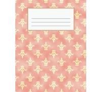 Graph Paper Composiition Notebook - Peach and Gold Fleur-de-Lis: 100 Grid Pages, XLarge 8.5 x 11