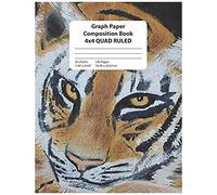 Graph Paper Composition Book: Tiger 4x4 Quad Ruled Math And Science Grid Notebook
