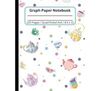Graph Paper Composition Grid Notebook For Girls: Cute Tea Party Simple Design Background | 8.5x11 | Quad Ruled 4x4 | Pastel Tea Party Graph Paper ... Art, Math, Science, Engineer, Architect