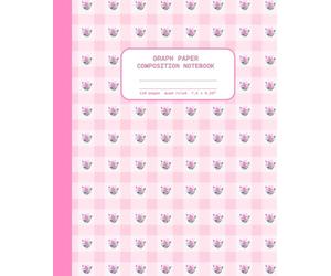 Graph Paper Composition Notebook 4x4 - Quad Ruled - 4 Squares per Inch - 110 Pages - 7,5 x 9,25" - Pink: Cute Pastel Pink Checkered with Roses Grid ... Students, Math, Graphing and Note Taking