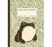 Graph Paper Composition Notebook: Quad Ruled 5x5 Vintage Green leaves and Grumpy frog Japanese art Nature Floral Botanical Cottagecore Aesthetic