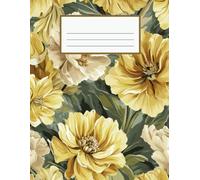 Graph Paper Composition Notebook - Vintage Yellow Floral Design: 100 Sheets Grid Ruled, Quad pages, 8.5 x 11