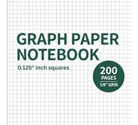 Graph Paper Notebook 0.125 inch (1/8") Squares Green Lines 200 Pages: Perfect for Math, Engineering, Drawing & School, Lab Accuracy and Visibility