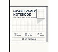 Graph paper Notebook 1 Inch Squares: 25mm x 25mm (1 Inch Square) thick lined 110 pages 8.5 x 11 inch, with 7 x 10 inch squares per Grid | Ideal for graphing and technical drawing