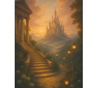 Graph Paper Notebook - Castle at Sunset: 100 Pages of Grid Paper for Drawing, Math, and Creative Planning | Fantasy-Inspired Scenic Cover