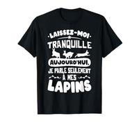 Grapheino Co. T-Shirt Lapin Mignon Femme Fille Enfant Je parle à mes Lapins T-Shirt Noir S Coupe classique Manche courte