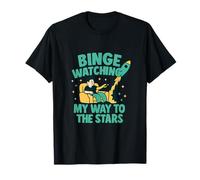 Graphic Binge Watching My Way To The Stars Rocket Parodie Art T-Shirt