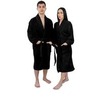 Graphic Impact Ltd Peignoir unisexe en coton égyptien 100 % super doux serviette de bain robe de chambre spa gym châle en coton éponge uni, Noir , S-M