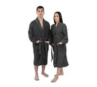 Graphic Impact Ltd Peignoir unisexe en coton égyptien 100 % super doux serviette de bain robe de chambre spa gym châle en coton éponge uni, charbon, S-M