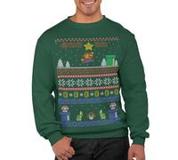 Graphic Impact Pull de Noël inspiré des passionnés de jeux rétro, sweat-shirt moche de Noël pour Geeks, vert bouteille, L