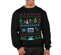 Graphic Impact Pullover de Noël animé laid de l'Ugly Christmas Galaxy - Sweat-shirt de fête Xmas - Top laid, Noir , L