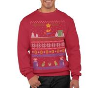 Graphic Impact Sweat de Noël rétro inspiré du jeu Freak Christmas Jumper Ugly Xmas, rouge, L