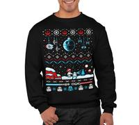 Graphic Impact Sweat-shirt à thème de guerre spatiale inspiré de la galaxie avec motif moche de Noël pour adultes unisexes - Pull de Noël, Noir , L