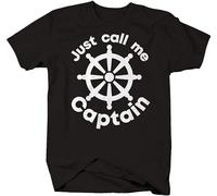 Graphic Just Call Me Captain Helm Steer Boat Control Funny Boating Sail T T-Shirts à Manches Courtes for Men(Medium)