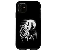 Graphic Wolf Howling Moon Forest Nature Wildlife Animal Coque pour iPhone 11