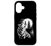 Graphic Wolf Howling Moon Forest Nature Wildlife Animal Coque pour iPhone 16