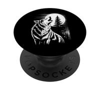 Graphic Wolf Howling Moon Forest Nature Wildlife Animal PopSockets PopGrip Adhésif