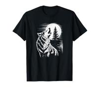 Graphic Wolf Howling Moon Forest Nature Wildlife Animal T-Shirt