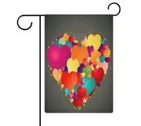 Graphics Love HeartsGraphics Love Hearts Drapeau de jardin Maison Pelouse Panneau de bienvenue Bannière double face Petits drapeaux personnalisés pour piscine, cour, extérieur Décoration murale 32,6 x