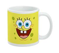 GRAPHICS & MORE Tasse à café en céramique avec visage souriant de Bob l'éponge - Cadeau fantaisie pour café, thé et boissons chaudes, 325 ml, blanc